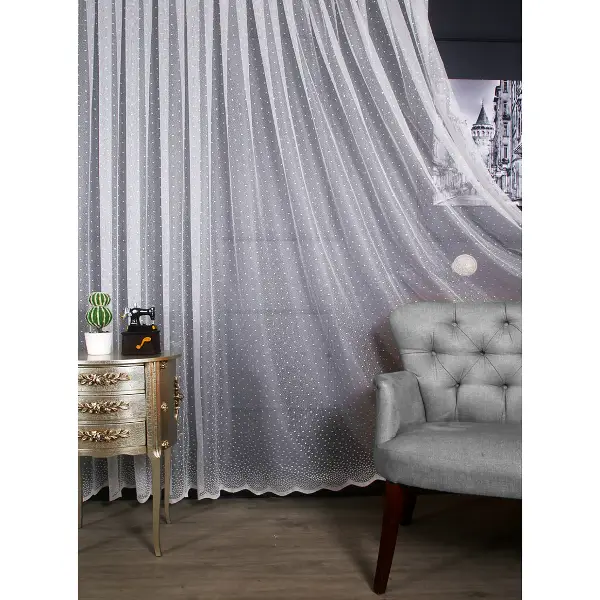 Tül Perde - Desenli Tül - Puanlı Desen Örme Tül