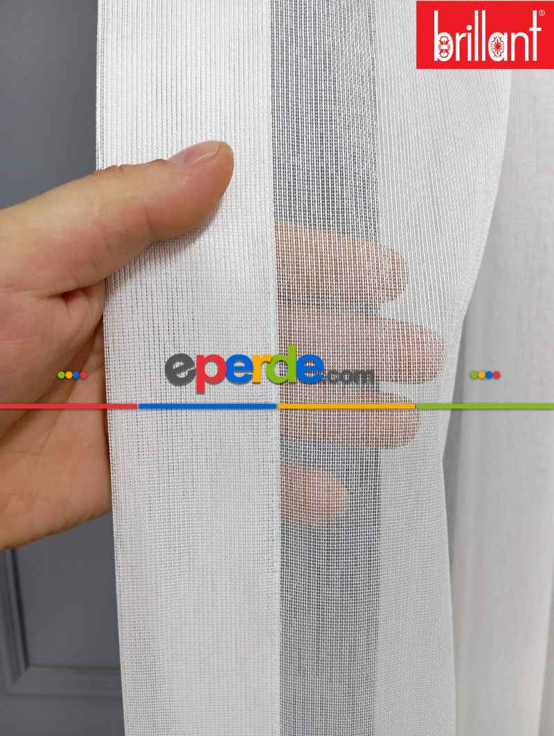 Brillant Zarif Dökümlü Sade Düz Tasarım Model Land Tül Perde