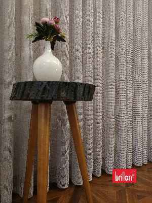 Brillant Örme Dantel Gri Renk Yüksek Gramajlı Dökümlü Tül Perde- Gri Açık - Kurşunlu Tül