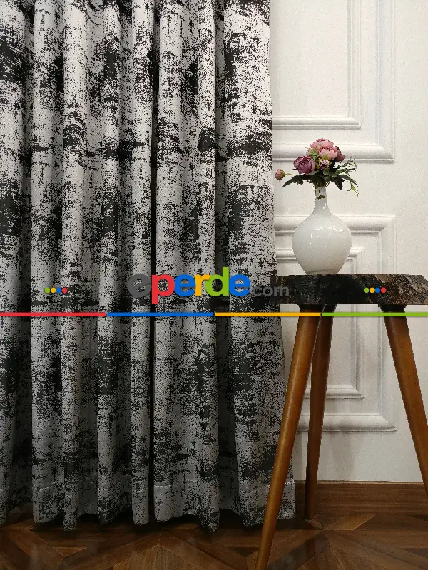 Jakar Dokuma - Spor Desenli Fon Perde- Siyah-gri Açık