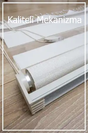 Yüzde 40 İndirimli Fiyat- Ekru Ve Beyaz Bambu Zebra Perde- Beyaz-ekru