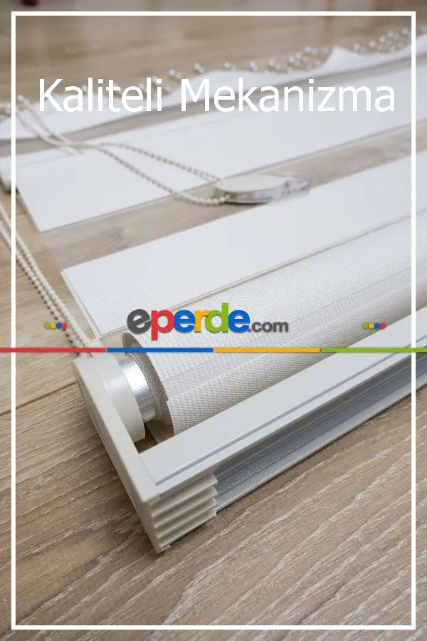 Yüzde 40 İndirimli Fiyat- Ekru Ve Beyaz Bambu Zebra Perde- Beyaz-ekru