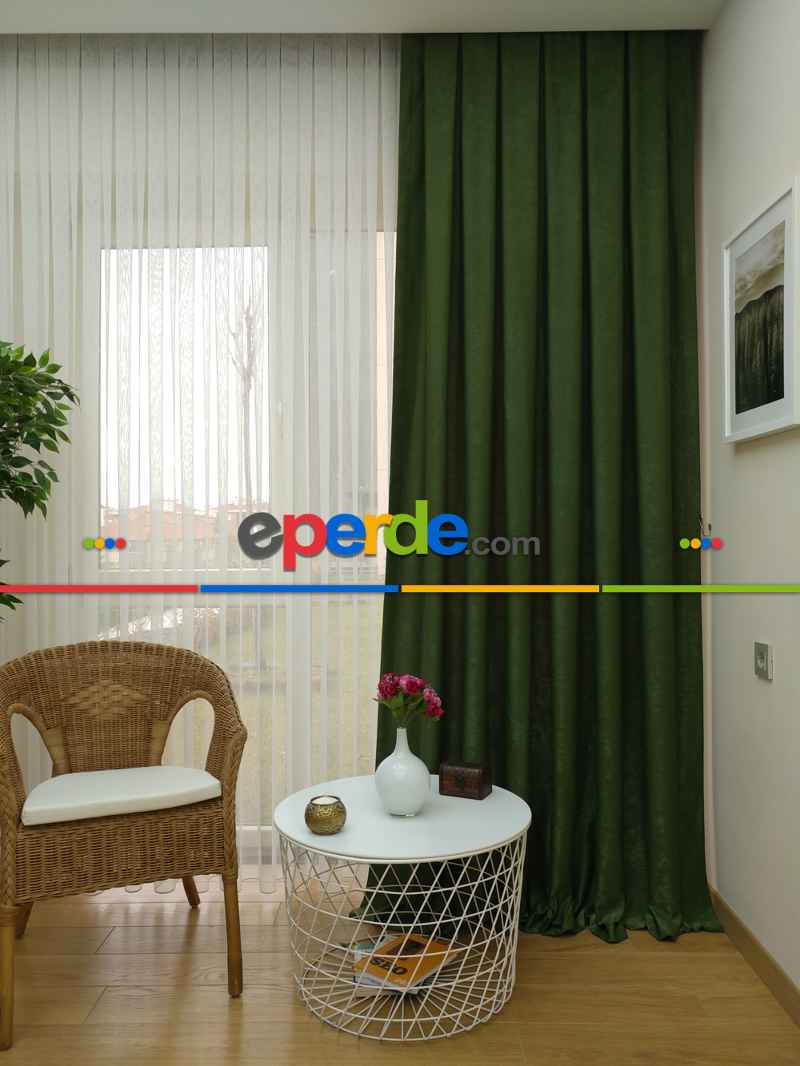 Soft Yeşil Fon Perde Geniş En (285)- Yeşil Koyu Yeşil