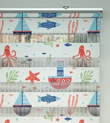 Denizci Temalı Desenli Baskılı Zebra Perde- Çok Renkli