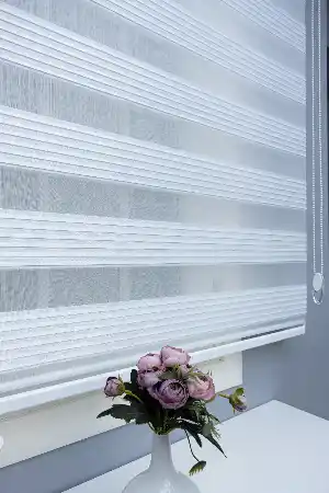 70x200 Hazır Ekru Dar Pliseli Zebra Perde- Ekru