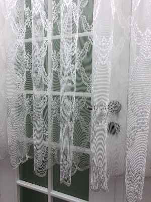 Kısa Boylu Tül Perde - Özel Örme Dokulu Tül Perde - Ekru Renk