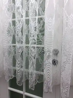 Kısa Boylu Tül Perde - Özel Örme Dokulu Tül Perde - Ekru Renk