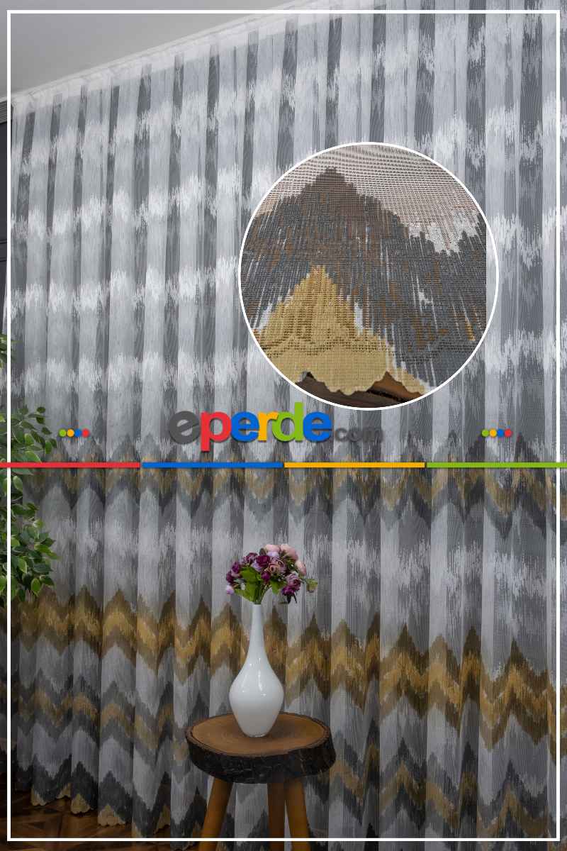 Yatak Odası - Harmony Tül Yeni Tasarım Renkli Sarı Renk Tül