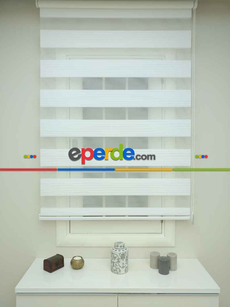 Zebra Perde Geniş Beyaz Kalın Plise 2021- Beyaz