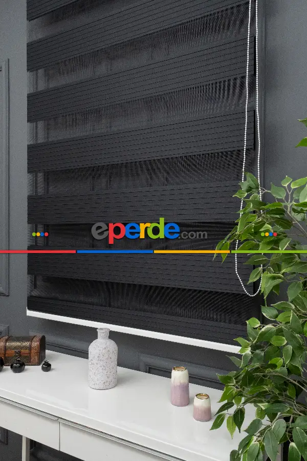 Siyah Zebra Perde, Pileli Plise Model