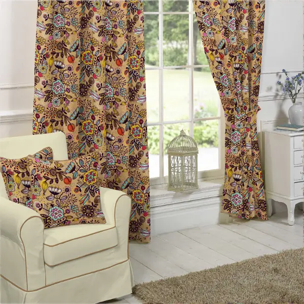 Çiçekli Fon Perde Evim 601 Kumaşı Kalındır Duck Bezi Değildir