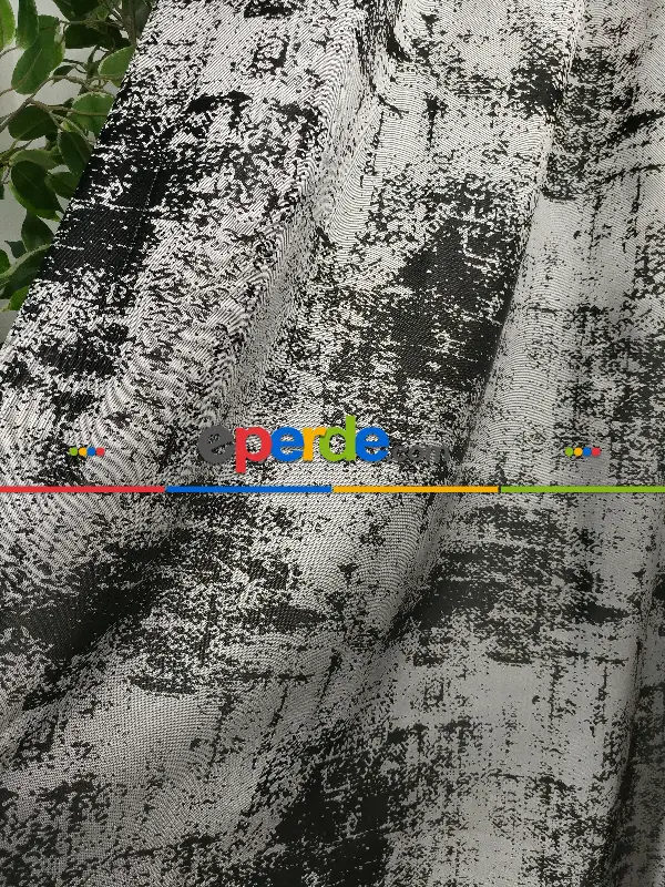 Jakar Dokuma - Spor Desenli Fon Perde- Siyah-gri Açık