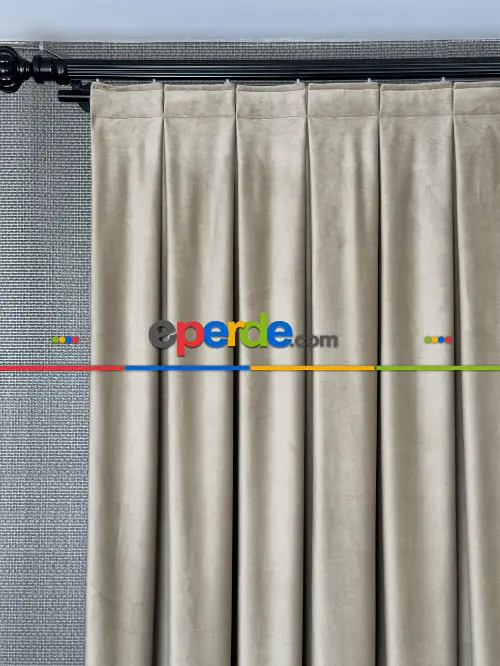 Bej İthal Kadife Fon Perde, Premium Kalite Serisi Kadife Fon Perde