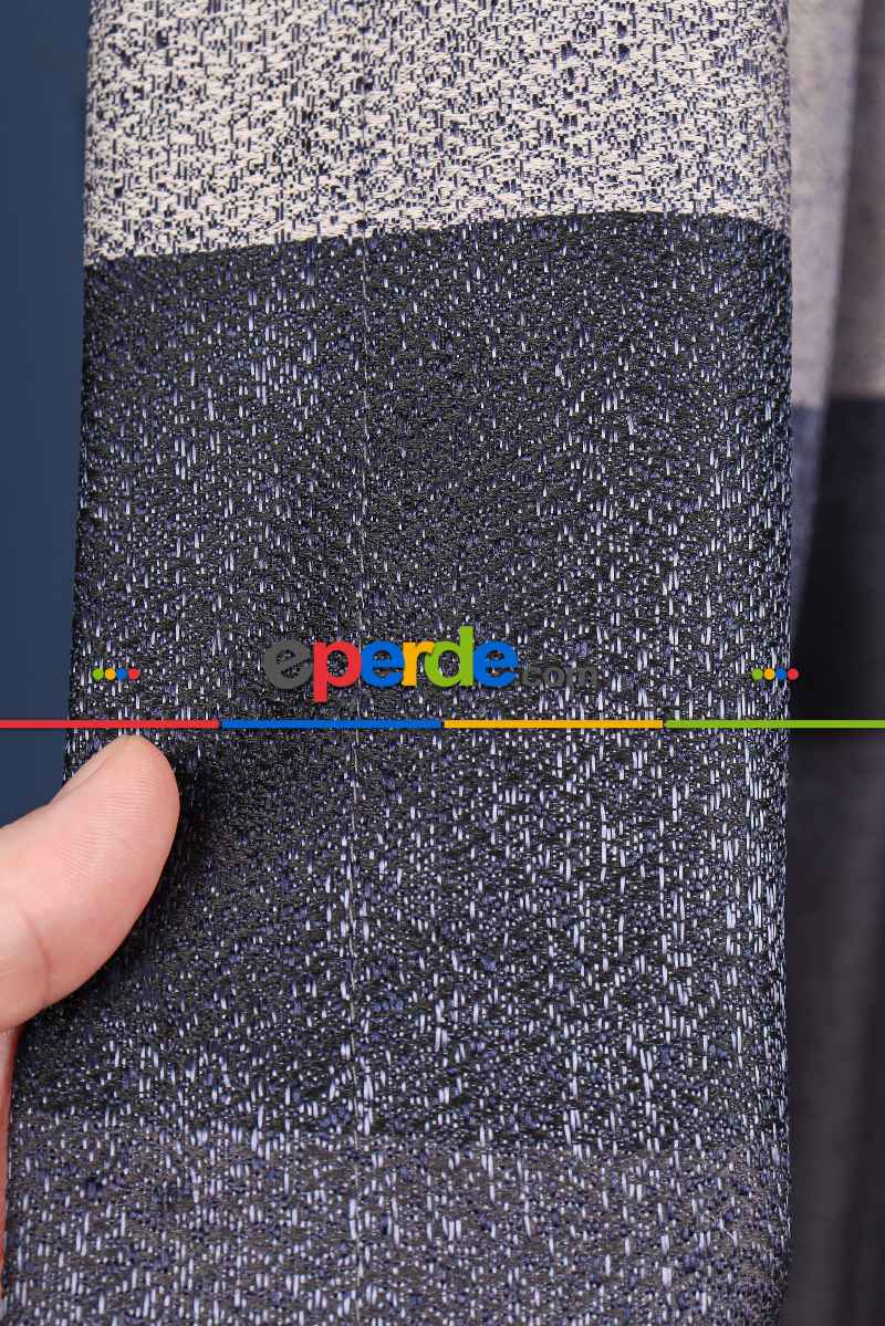 Yatak Odası Fon Perde - Vizon - Lacivert Pano Fon Perde