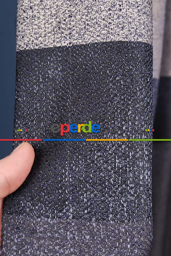 Yatak Odası Fon Perde - Vizon - Lacivert Pano Fon Perde