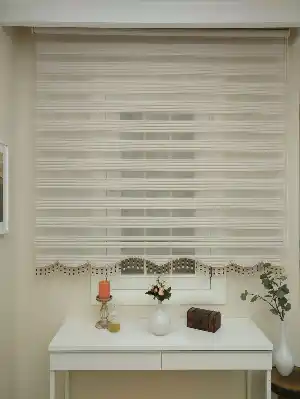 Bej Rengi Zebra Perde - Dar Pileli Zebra Perde