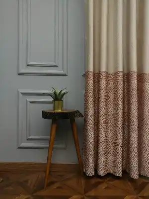 Modern Pano Fon Perde Bantlı Çift Renk - 501- Kiremit Rengi-kum Beji