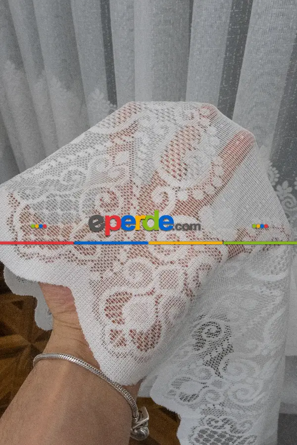 2022 Model Ekru Damask Desenli Örme 1.sınıf Kalite Tül Perde