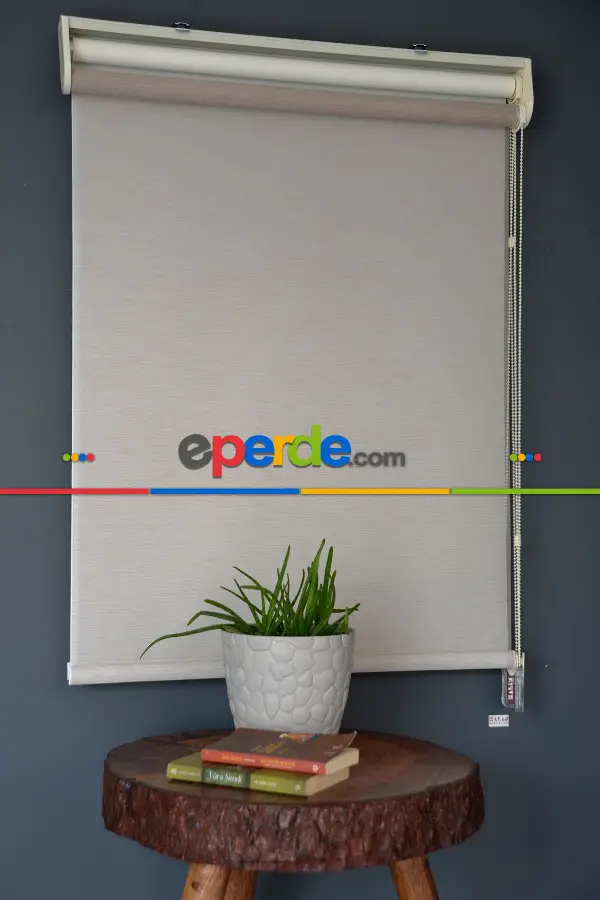 Halim Perdesan Vt-05 Karamel Renk Etekli Veya Eteksiz Çift Mekanizmalı Tül Stor Perde