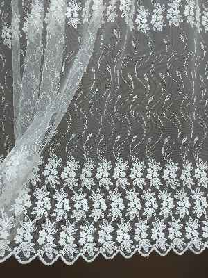 Brode İşlemeli Nakışlı Tül Perde Sarmaşık Desen 280- Ekru