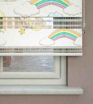Unicorn Desenli Baskılı Zebra Perde- Çok Renkli