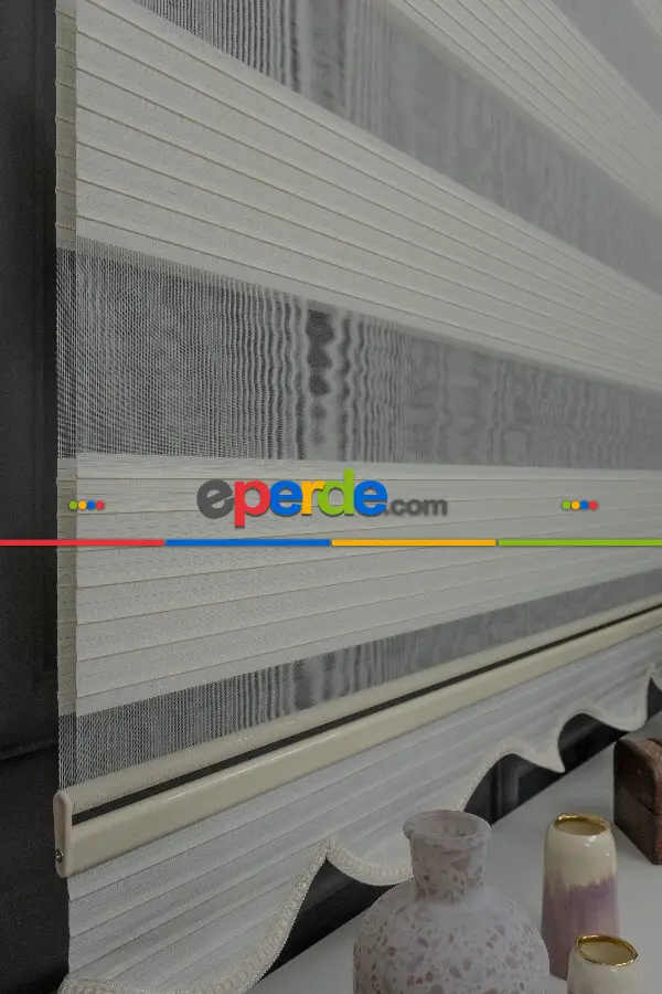70x200 Hazır Krem Geniş Plise Zebra Perde
