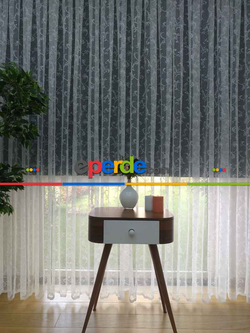 Yatak Odası - ( Orjinal ) Taç Salon Fransız Dantel Sarmaşık Tül Perde 