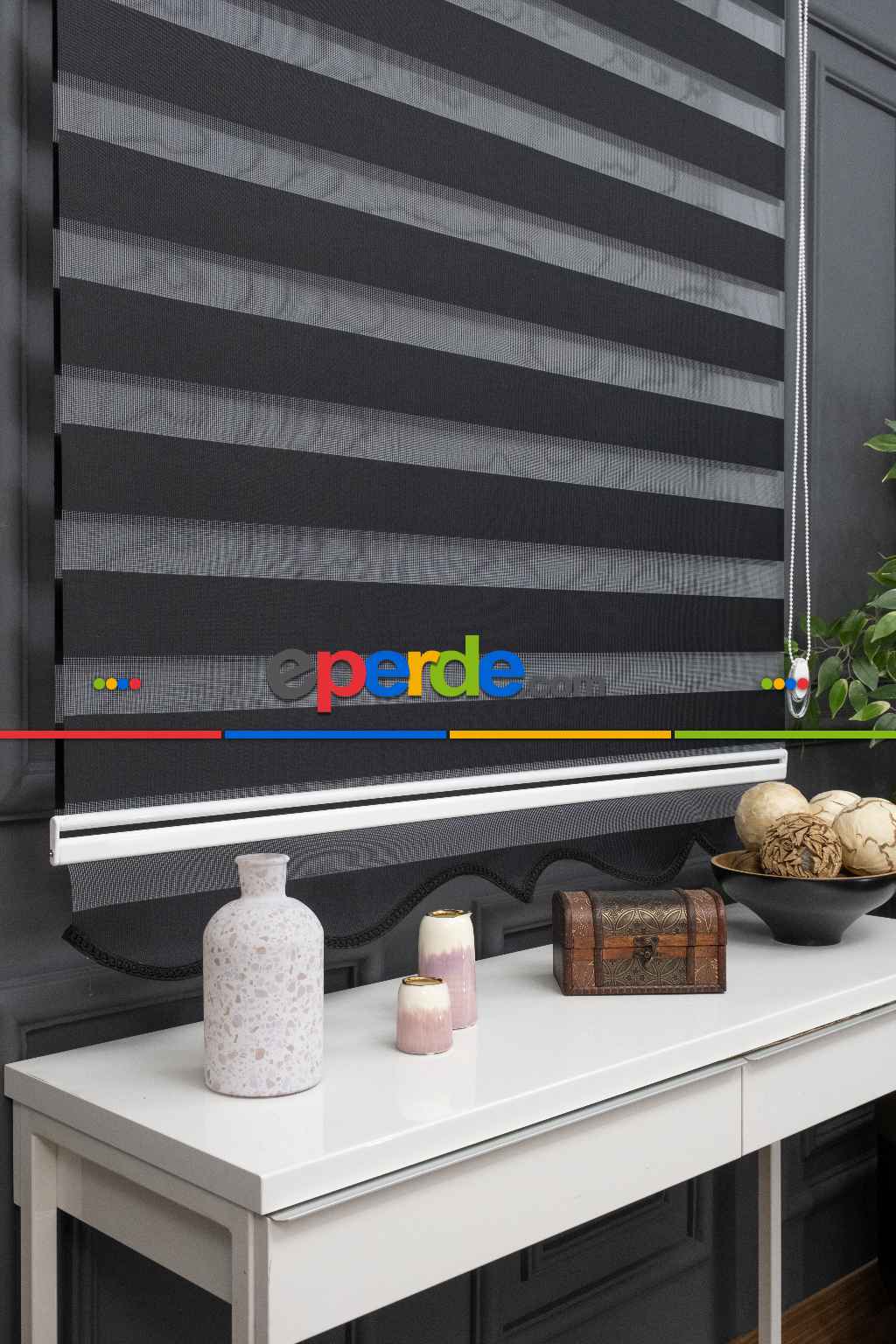 Yatak Odası - Yüksek Kaliteli Düz Bambu Siyah Zebra Perde