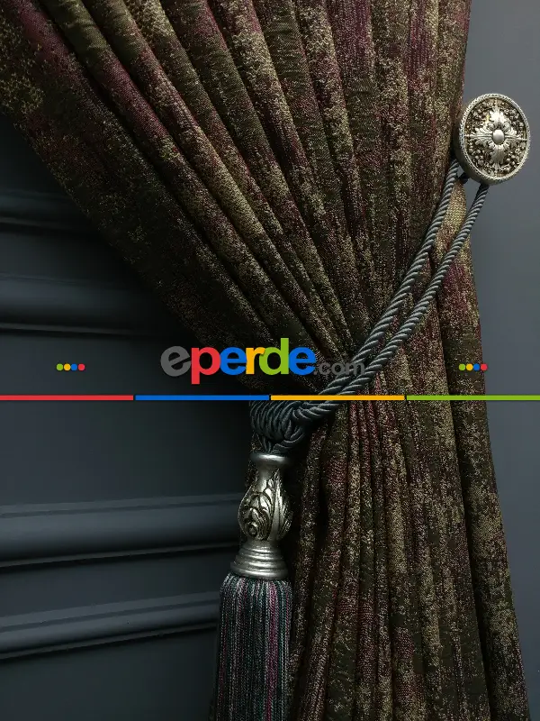 Modern Desenli Jakarlı Salon Fon Perdesi 2025 Series Özel Renkler- Bej-haki-bordo-fıstık Yeşili