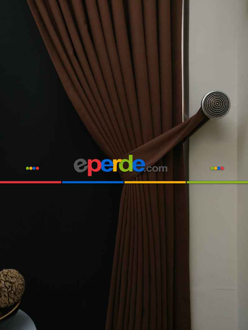 Düz Renk Dökümlü Fon Perde (150)- Kahve Açık