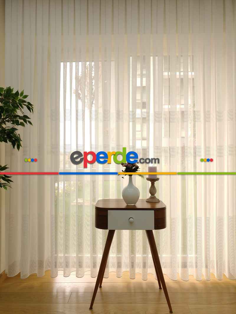 Mutfak - Keten Tül Perde- Ekru