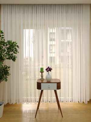 Ütü İstemeyen Düz Özel Dokulu Düz Tül Perde- Krem Açık