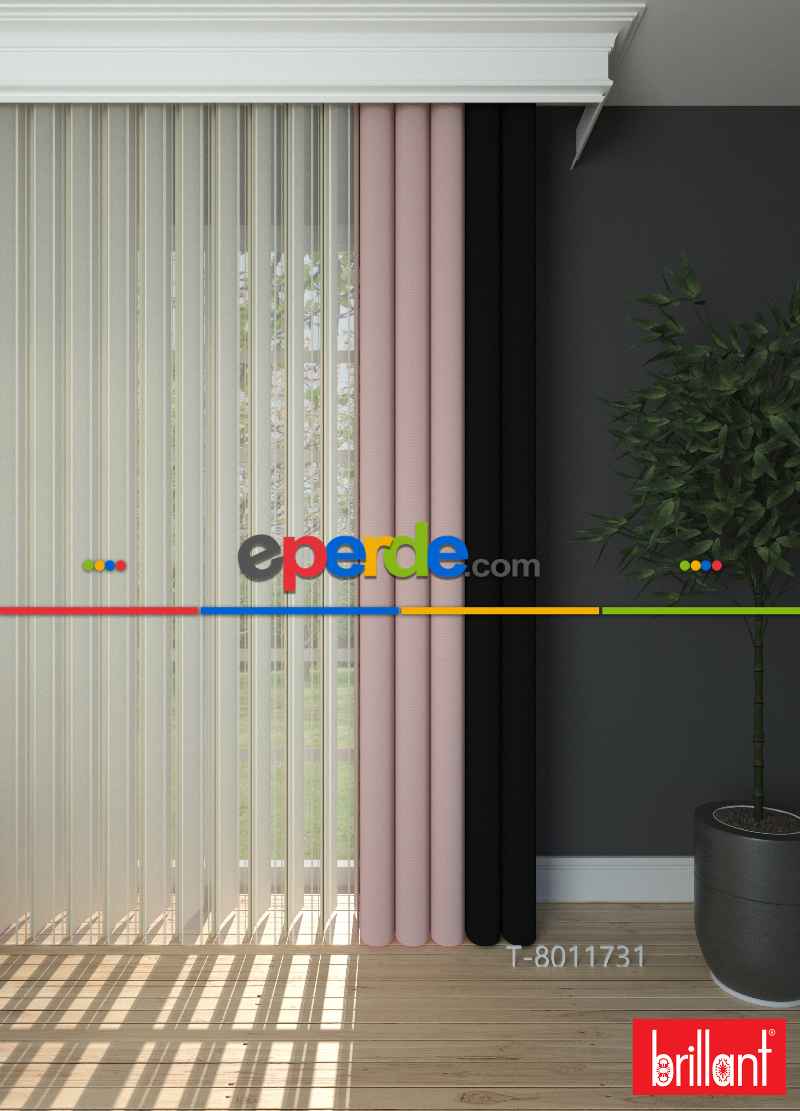 Brillant Akıllı Tül Siyah-lila Perde Tül Dikey Zebra Perde Düz 1. Kalite