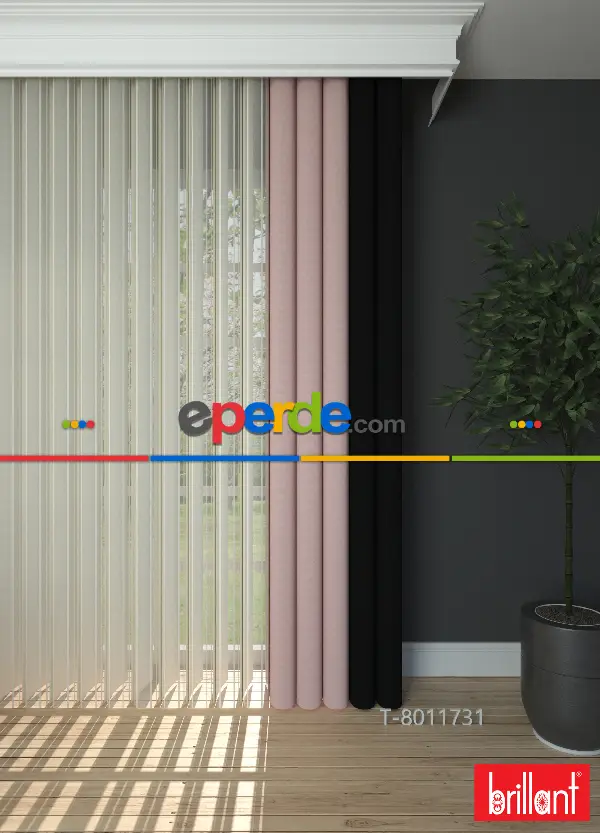 Brillant Akıllı Tül Siyah-lila Perde Tül Dikey Zebra Perde Düz 1. Kalite