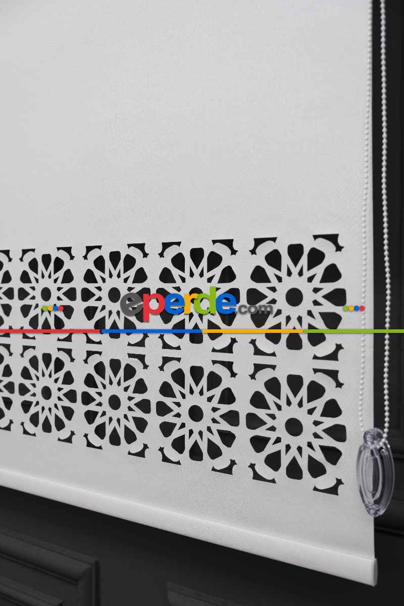 Ekru Renk Lazer Kesim Mat Stor Perde (ister Düz - İster Lazer Kesimli Satın Alın)