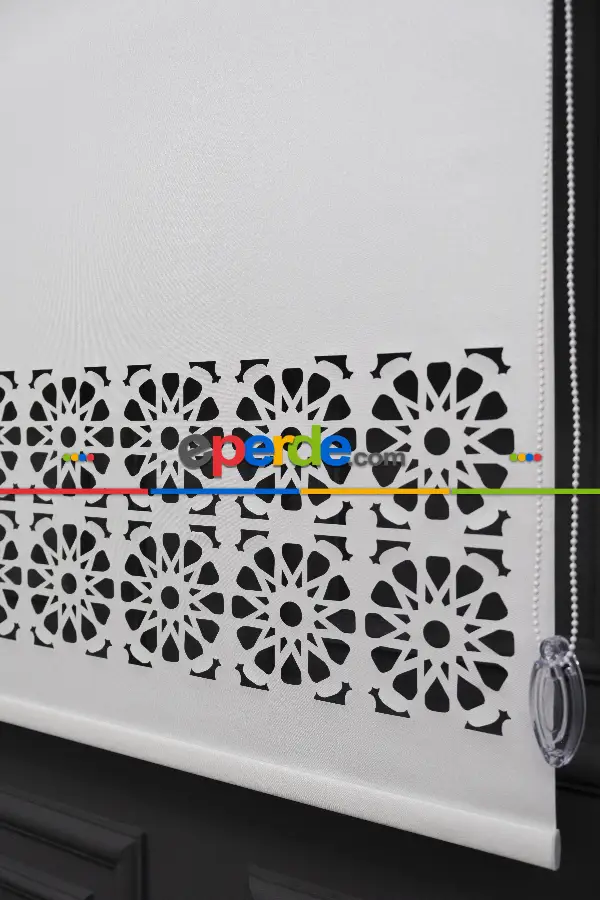 Salon Stor - Ekru Renk Lazer Kesim Mat Stor Perde (ister Düz - İster Lazer Kesimli Satın Alın)