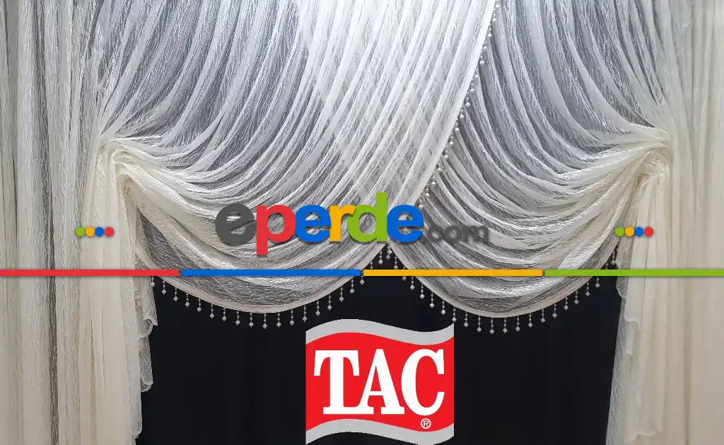 Taç Dalgalı Tül Kruvaze Perde- Ekru
