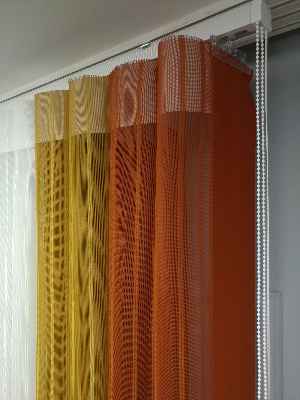 2021 Sezonu - Tül Dikey Zebra Perde - Stor Tül Perde Hepsi Birarada- Turuncu-ekru-hardal Sarısı