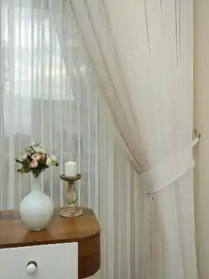 Ekru-koyu Krem Geçişli Tül Fon Perde#- Krem Koyu-ekru