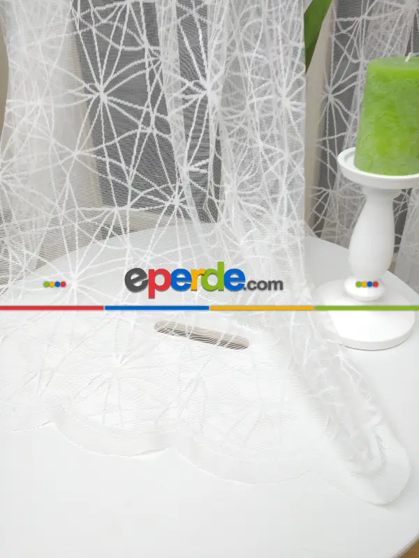 Salon Tül - Salon Yatak Odası Fransız Dantel 2021 Tül Perde- Ekru