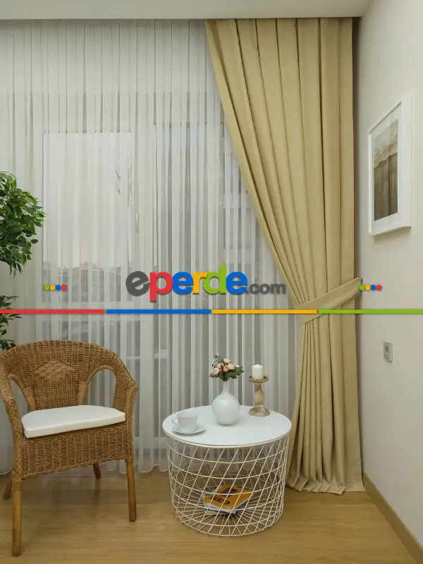 Soft Koyu Krem Fon Perde (150)- Krem Koyu