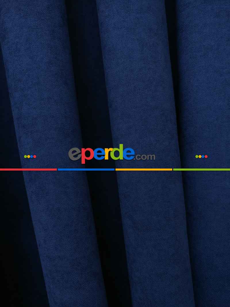 Oturma Odası Lacivert Düz Fon Perde - Lacivert