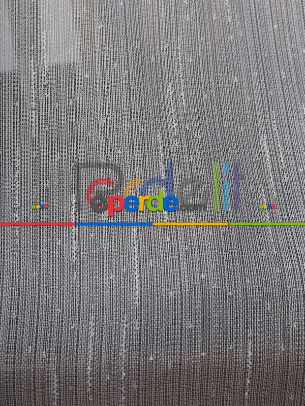 Bambu Zemin Noktalı Ve Çizgili Simli Düz Tül Perde Gramajlı