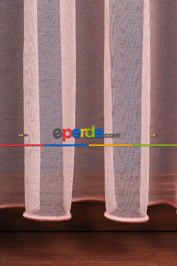 Yatak Odası - Pudra Pembe Düz Tül Perde