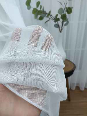 Perdeks Home Tül Perde 03 Lux Series- Ekru - Kurşunlu Tül