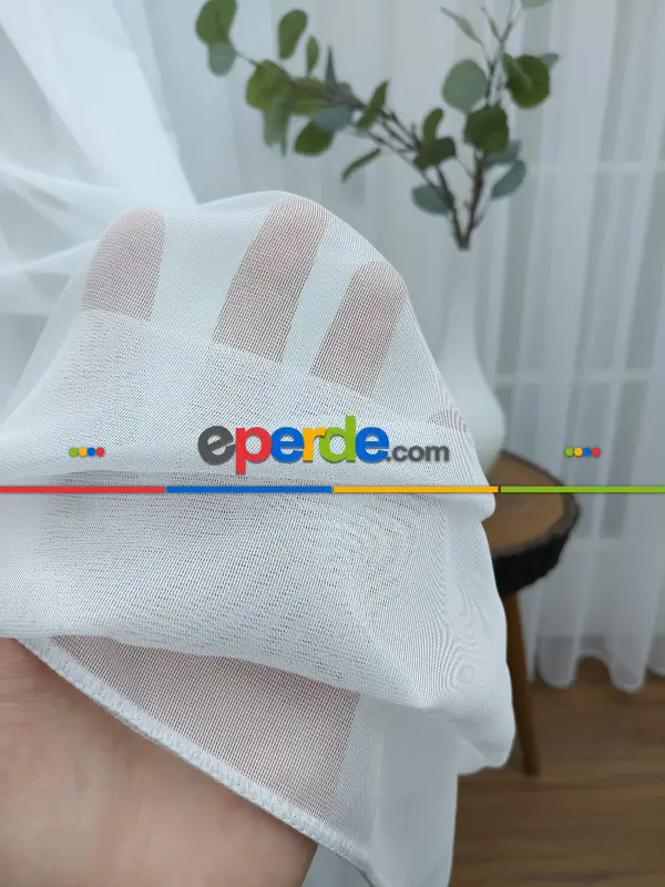 Perdeks Home Tül Perde 03 Lux Series- Ekru - Kurşunlu Tül
