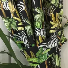 Genç Odası - Zebra Desenli Fon Perde Evm740 Kumaşı Kalındır Duck Bezi Değildir- Siyah-Yeşil-Kahverengi-Beyaz-Krem