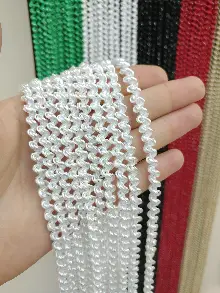 Beyaz Rengi İp Perde Bukle Serisi- Beyaz-gümüş