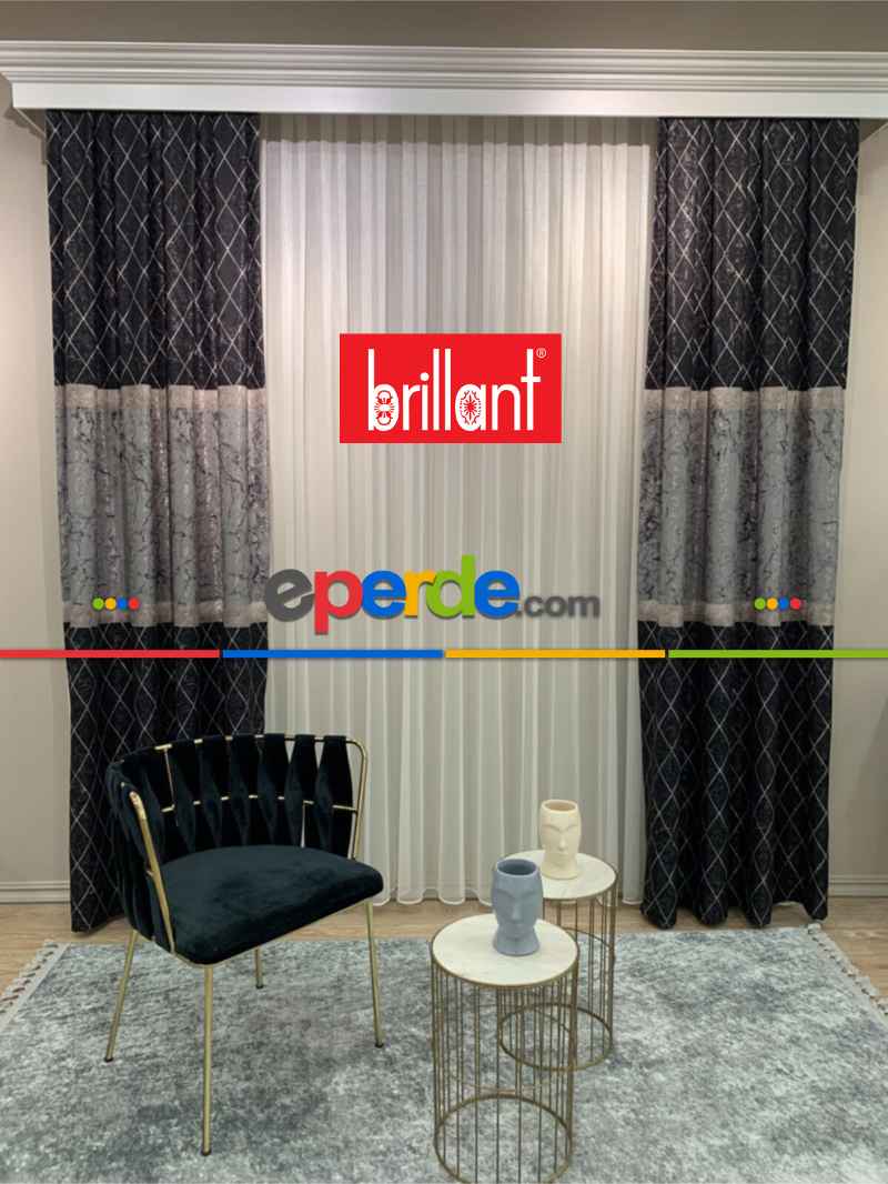 Brillant Fon Perde Yeni Moda Tasarım Renk Kanat Yan Perdeler Salon Misafir Odası Perde