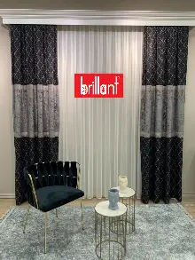 Brillant Fon Perde Yeni Moda Tasarım Renk Kanat Yan Perdeler Salon Misafir Odası Perde